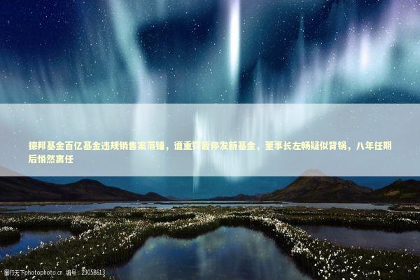 德邦基金百亿基金违规销售案落锤，遭重罚暂停发新基金，董事长左畅疑似背锅，八年任期后悄然离任